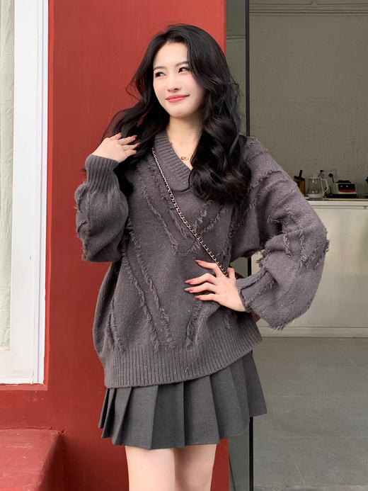 【百图lulu定制】【无龄毛呢百褶裙】高腰  短裙  内有安全裤里衬 A字裙 百褶半身裙 商品图4