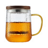 雅集玻璃杯锤纹茶屿悠觉杯450ml（琥珀把木盖款） 商品缩略图0