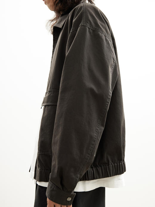 吃茶去chichaqu25全棉洗水翻领夹克宽松复古休闲街头工装 商品图6