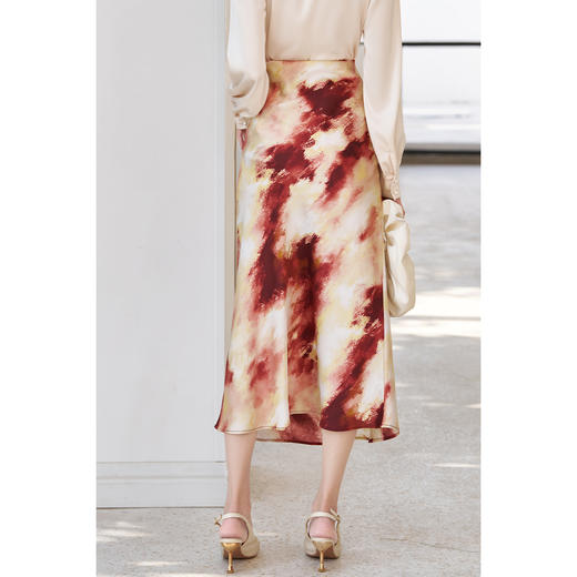 米思阳2026春季新款设计感水墨印花半身裙高腰显瘦垂感裙子女5486 商品图3