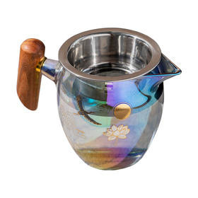 雅集茶具木把公道杯360ml 幻彩云鹤带茶隔