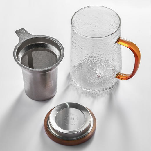 雅集玻璃杯烟灰直觉杯500ml（钛茶隔-木盖款） 商品图8