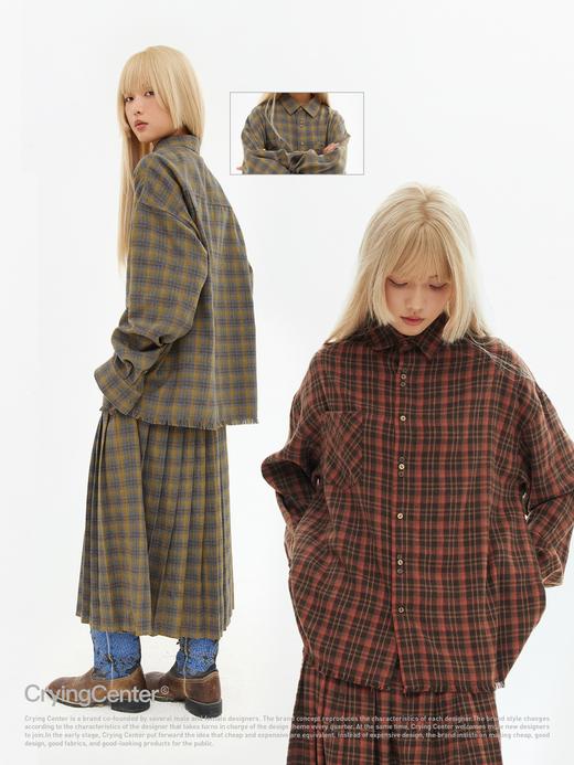CryingCenter 毛边格子衬衫 哭喊中心 商品图4