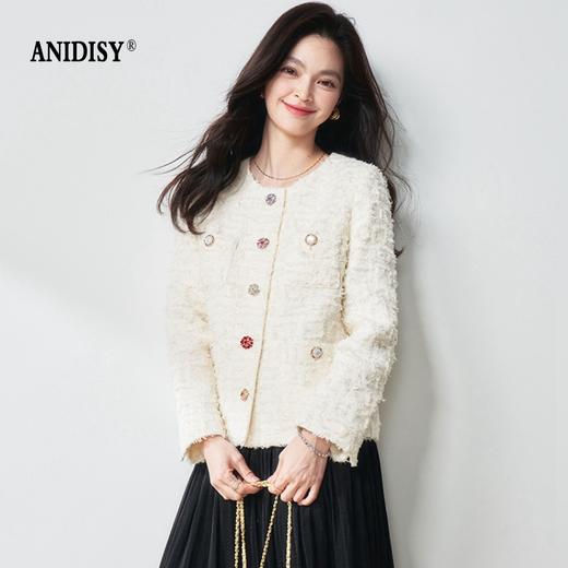 小香风水钻扣圆领长袖单排扣短外套 商品图4