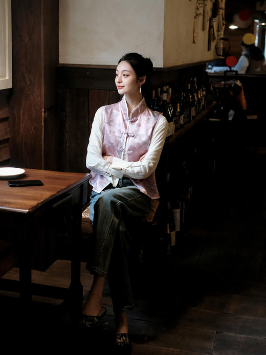 瑕疵|盛唐牡丹 |闲云野鹤宋锦对襟马甲[特价品] 商品图12