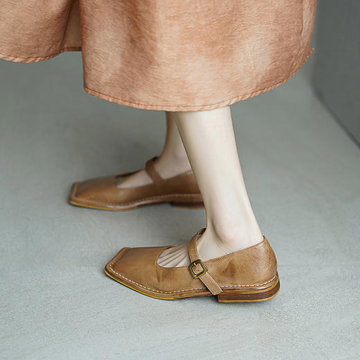 【阿么古纹马皮鞋】一字扣带玛丽珍女鞋2025新款英伦风小众单鞋2CM 商品图1