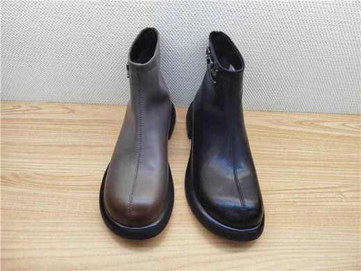 豪行秋冬新款23433037牛皮低跟复古休闲女靴单靴短靴 商品图1