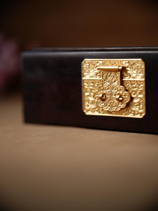 紫檀鎏金收藏级别 收纳盒 首饰盒 | 尺寸长19.5 高6.5【器悟雅玩】 商品图1