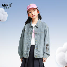 男女童牛仔夹克外套春季新款安奈儿童装EM515019