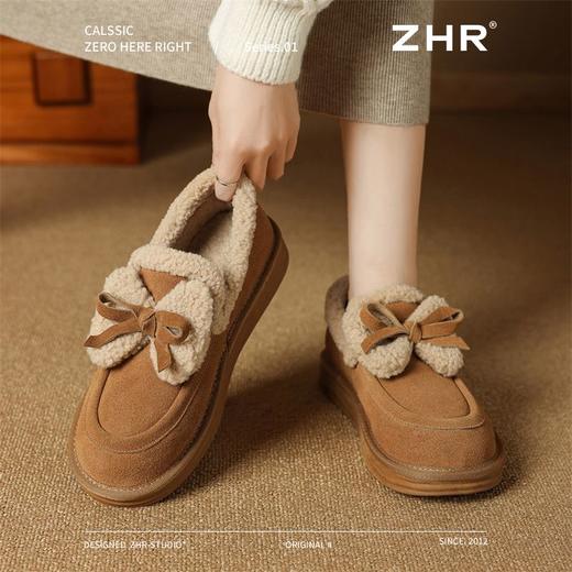 ZHR则则加绒保暖博肯鞋可爱风雪地靴女2024冬季百搭一脚蹬乐福鞋 商品图4
