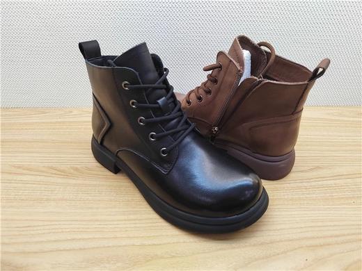 豪行冬季新款22456216M牛皮平跟加绒休闲女棉靴短靴 商品图2