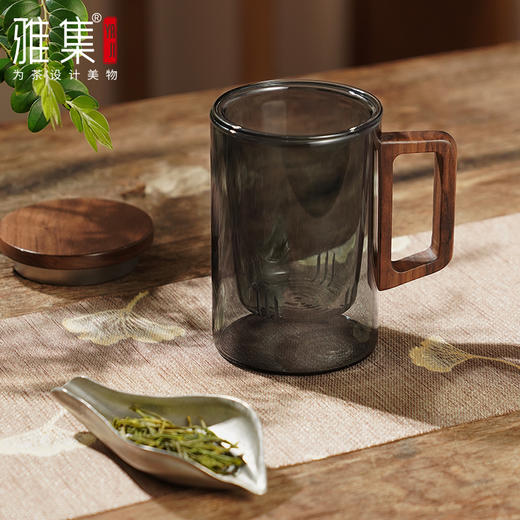 雅集玻璃杯烟灰直觉杯500ml（木盖木把款） 商品图12