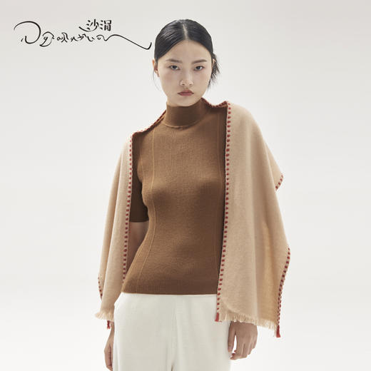 西藏手工氆氇羊绒撞色围巾SJF95P622N 商品图1