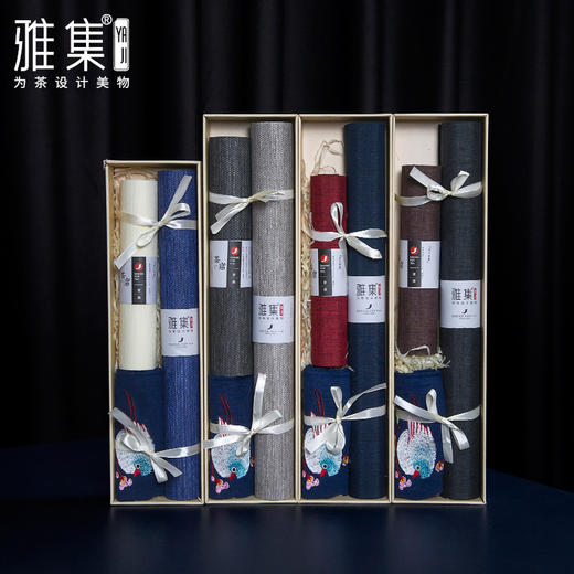 雅集台湾纸纤维茶席布组合（板岩蓝/1.8米） 商品图1