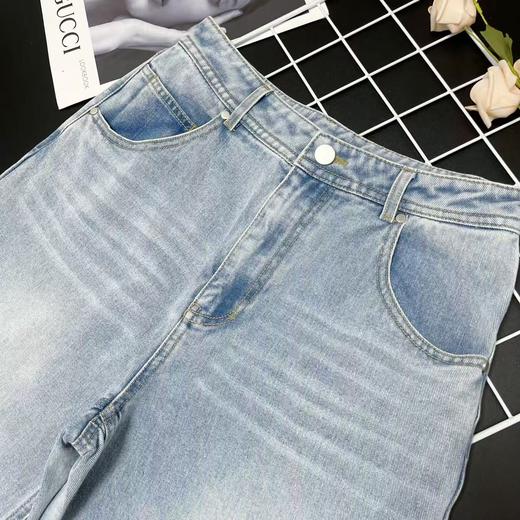  最后一件【春秋款】明星同款-章若楠同款品质24031九分浅色99.6%棉牛仔裤-喜出 商品图4