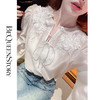 余潇潇【梦幻清荷】2025年早春新品重工花片宽松显瘦镂空灯笼袖衬衫 商品缩略图0