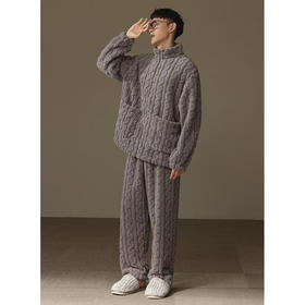 【加绒】保暖睡衣男冬季珊瑚绒法兰绒秋冬高领毛绒家居服