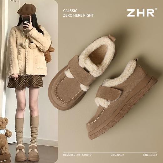 ZHR则则百搭棉鞋加绒保暖勃肯毛绒单鞋2024新款时尚魔术贴女鞋 商品图1