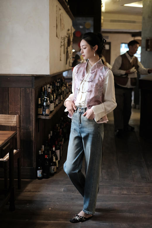 瑕疵|盛唐牡丹 |闲云野鹤宋锦对襟马甲[特价品] 商品图13