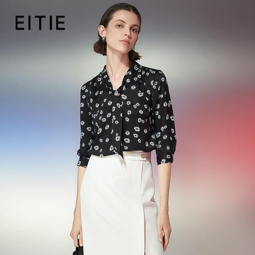 EITIE爱特爱春季新款修身显瘦百搭印花小上衣7713405 商品图0