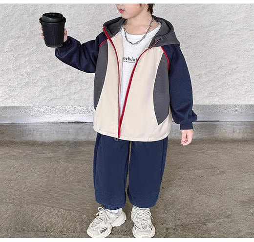 裁缝学苑TQ142新款连帽插肩袖拼接运动服套装纸样儿童卫衣裤子样板图纸 商品图5