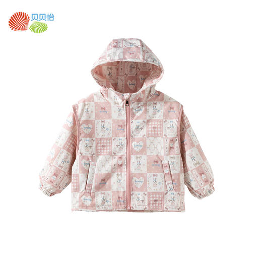贝贝怡【防泼水防污】女童外套2025春夏薄款户外运动露营连帽夹克女ZB1ES048 商品图5