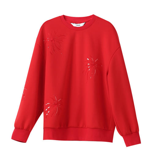 VIMAGE纬漫纪烟花亮片新年氛围宽松显瘦圆领卫衣上衣2025春季新款V2313902 商品图6