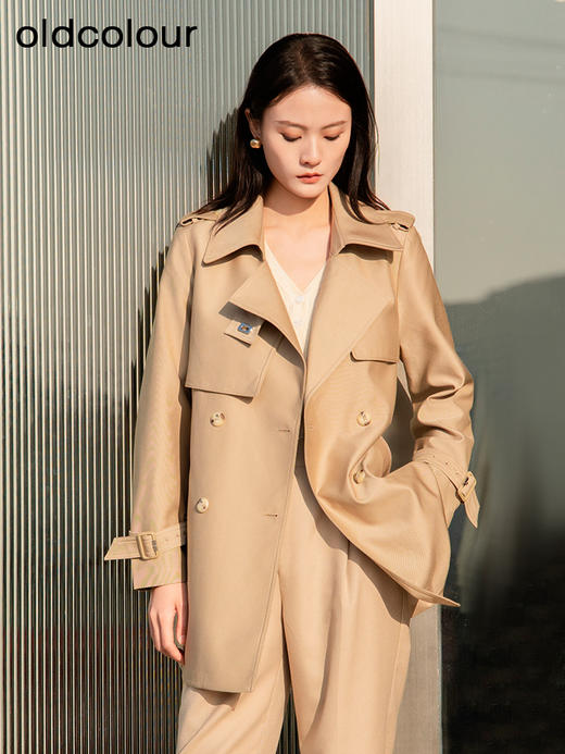 oldcolour春季新款卡其色日系简约宽松高级感风衣外套女Q110413A1 商品图0