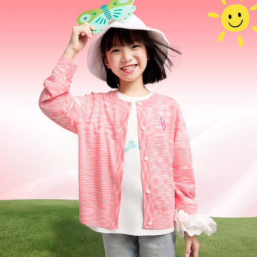 女童长袖针织开衫毛衣春季新款安奈儿童装EG514020 商品图3