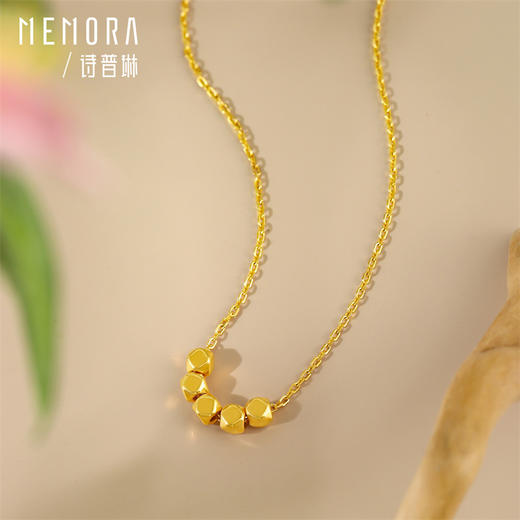 足金甜蜜方糖小金珠 黄金隔珠金珠 diy转运珠送女友礼物MEMORA诗普琳HP564201 商品图3