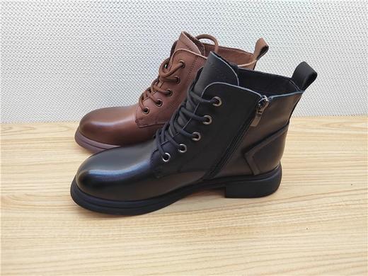 豪行冬季新款22456216M牛皮平跟加绒休闲女棉靴短靴 商品图3