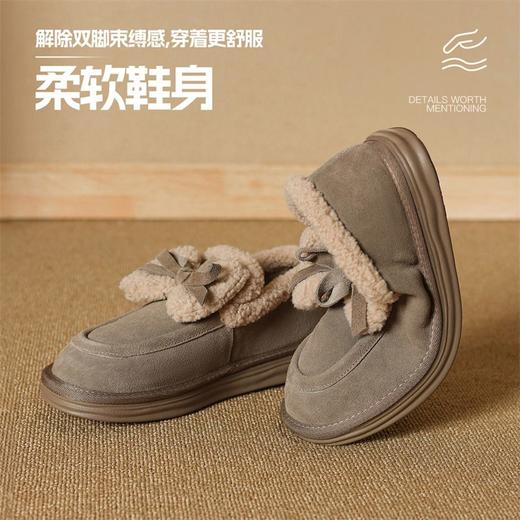 ZHR则则加绒保暖博肯鞋可爱风雪地靴女2024冬季百搭一脚蹬乐福鞋 商品图1