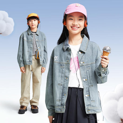 男女童牛仔夹克外套春季新款安奈儿童装EM515019 商品图2