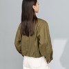 【高货xg】全新升级【铂金会员247/天猫329/差价82】(12957) 洛诗琳春季橄榄绿亚麻简约老钱风百搭纯色夹克立领外套女 商品缩略图4