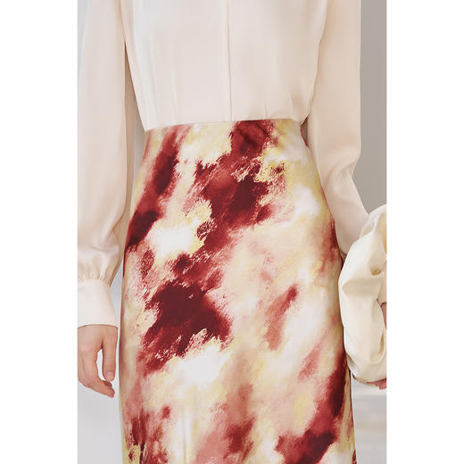 米思阳2026春季新款设计感水墨印花半身裙高腰显瘦垂感裙子女5486 商品图2