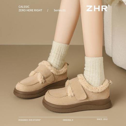 ZHR则则百搭棉鞋加绒保暖勃肯毛绒单鞋2024新款时尚魔术贴女鞋 商品图3