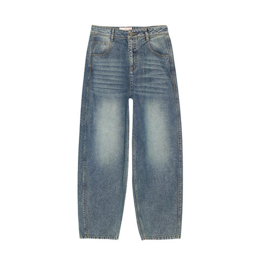 谜底牛仔直筒裤女2025春新品复古风水洗宽松牛仔九分裤251MK0077 商品图4