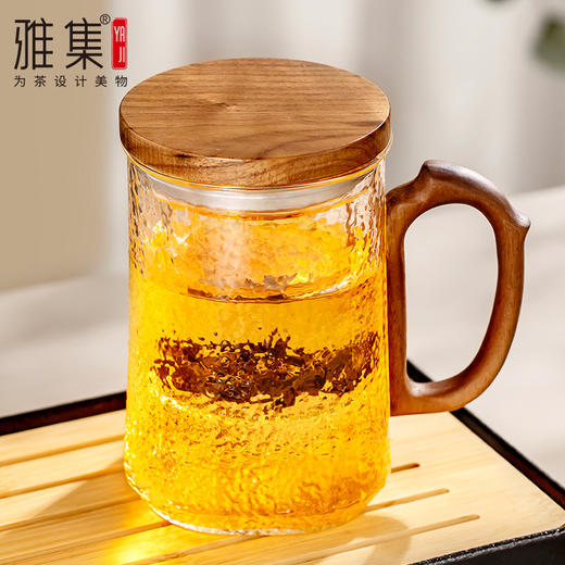雅集玻璃杯玉琮杯500ml（木盖龙把款） 商品图2
