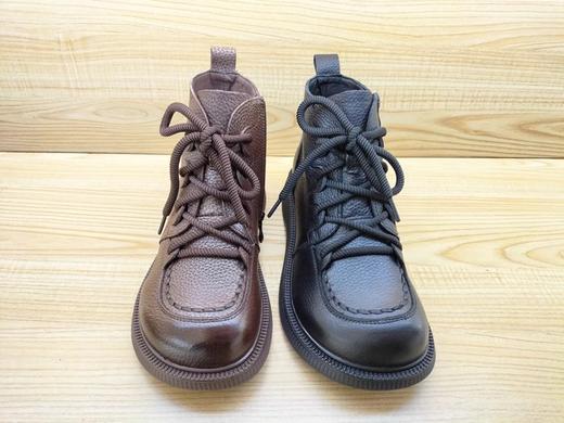 豪行正品2023秋冬新款女单靴23492888休闲高帮女鞋舒适软皮短靴女 商品图3