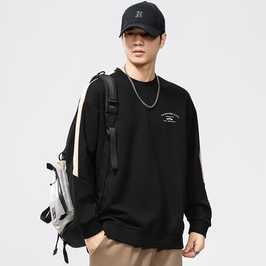 【新款DQ】大依优型大码男装330G重磅圆领卫衣男宽松百搭拼色长袖上衣男士胖子潮流 商品图8