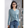 米思阳2026春季新款时尚百搭天丝蚕丝混纺T恤交叉设计下摆上衣女5516 商品缩略图0