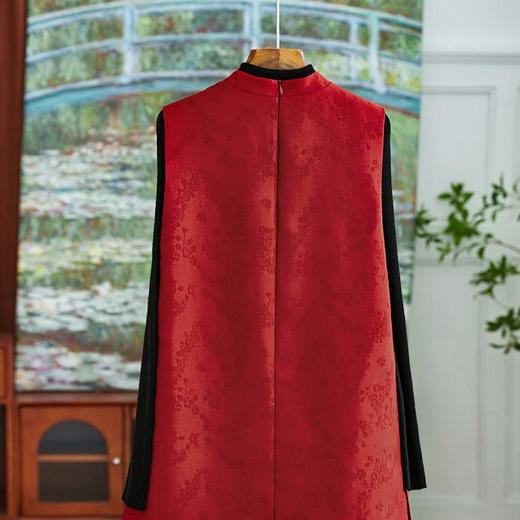 【高货wl】全新升级【铂金会员330/天猫449/差价119】(11428) 洛诗琳重工轻奢提花水貂毛球时尚新中式国风无袖连衣裙 商品图4