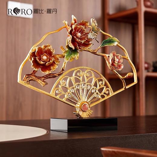 【样品清仓特惠4折，仅2件，无货退款】罗比罗丹富贵吉祥扇形摆件创意珐琅彩玄关家居饰品乔迁礼物摆件（富贵吉祥）A 商品图3