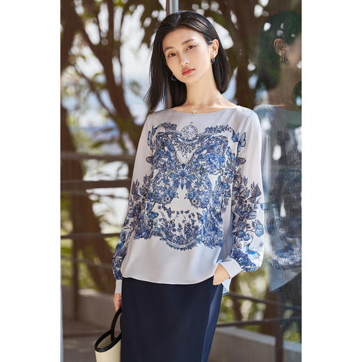 剩S/L 米思阳2026春季新款原创定位花设计长袖衬衫独特漂亮小衫上衣5357 商品图1
