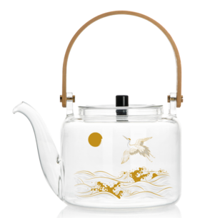 雅集煮水壶木把提梁壶1100ml（光面金银烧款）