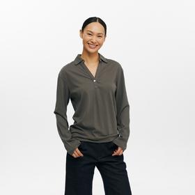 oneup V领翻领宽松长袖Polo