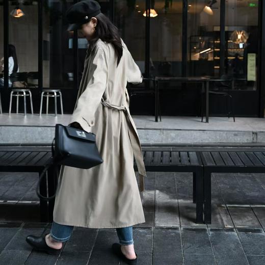 顺丰包邮35506洛诗琳老钱风单排扣宽松轻盈感长款风衣616 商品图3