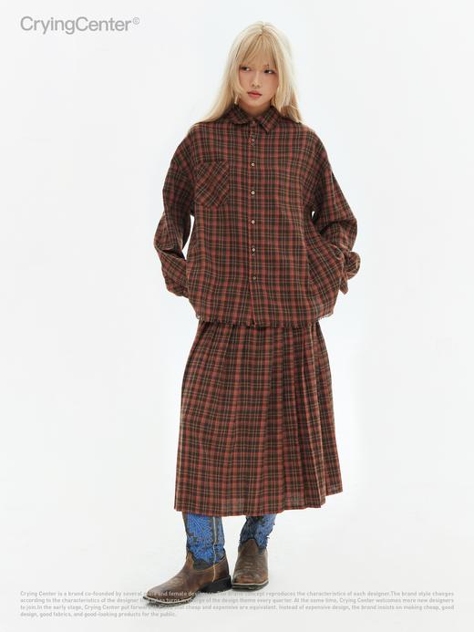 CryingCenter 毛边格子衬衫 哭喊中心 商品图1
