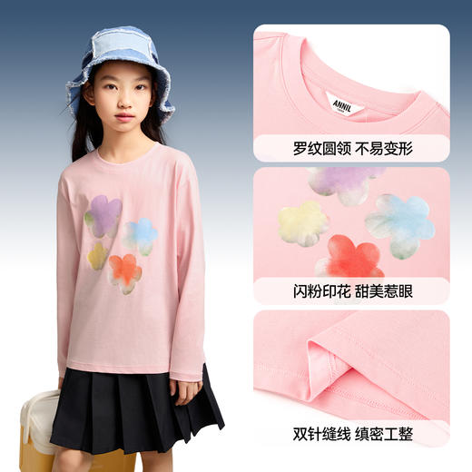 女童圆领长袖T恤春季新款安奈儿童装EG511006 商品图4