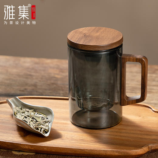 雅集玻璃杯烟灰直觉杯500ml（木盖木把款） 商品图13